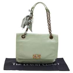 Pre Owned Lanvin Mint Green Leather Happy Flap Shoulder Bag