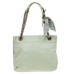 Pre Owned Lanvin Mint Green Leather Happy Flap Shoulder Bag