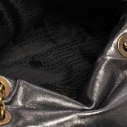 Pre Owned Lanvin Metallic Grey Quilted Leather Happy Shoulder Bag