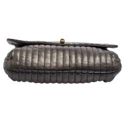 Pre Owned Lanvin Metallic Grey Quilted Leather Happy Shoulder Bag