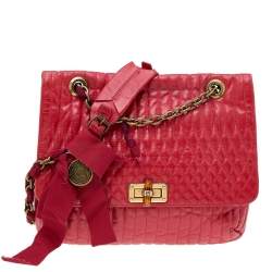 Pre Owned Lanvin Red Quilted Leather Happy Shoulder Bag