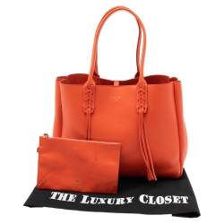 Pre Owned Lanvin Orange Leather Tassel Handle Tote