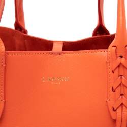Pre Owned Lanvin Orange Leather Tassel Handle Tote