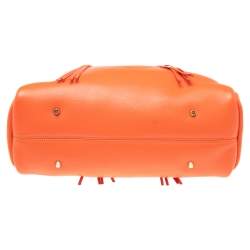 Pre Owned Lanvin Orange Leather Tassel Handle Tote