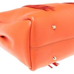 Pre Owned Lanvin Orange Leather Tassel Handle Tote