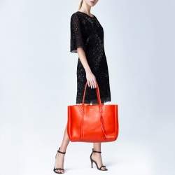Pre Owned Lanvin Orange Leather Tassel Handle Tote