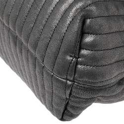 Pre Owned Lanvin Metallic Grey Quilted Leather Happy Shoulder Bag