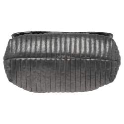 Pre Owned Lanvin Metallic Grey Quilted Leather Happy Shoulder Bag