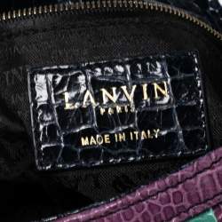 Pre Owned Lanvin Multicolor Croc Embossed Patent Leather Happy Shoulder Bag