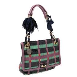 Pre Owned Lanvin Multicolor Croc Embossed Patent Leather Happy Shoulder Bag