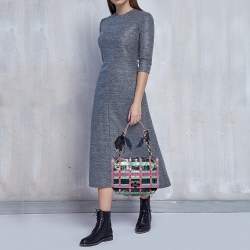 Pre Owned Lanvin Multicolor Croc Embossed Patent Leather Happy Shoulder Bag