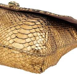 Pre Owned Lanvin Metallic Gold Python Happy Shoulder Bag