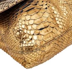 Pre Owned Lanvin Metallic Gold Python Happy Shoulder Bag