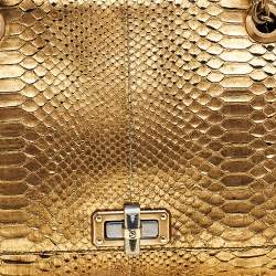 Pre Owned Lanvin Metallic Gold Python Happy Shoulder Bag