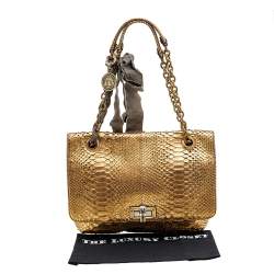 Pre Owned Lanvin Metallic Gold Python Happy Shoulder Bag