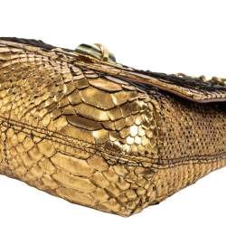 Pre Owned Lanvin Gold Python Happy Pop Crossbody Bag