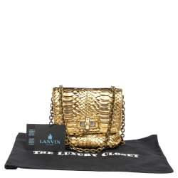 Pre Owned Lanvin Gold Python Happy Pop Crossbody Bag