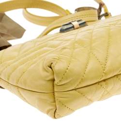 Lanvin Yellow Quilted Leather Happy Pocket Crossbody Bag