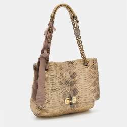 Lanvin Beige Python Leather Happy Shoulder Bag
