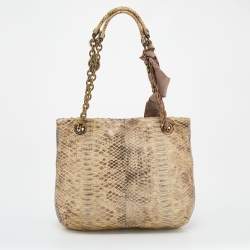 Lanvin Beige Python Leather Happy Shoulder Bag