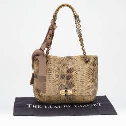 Lanvin Beige Python Leather Happy Shoulder Bag