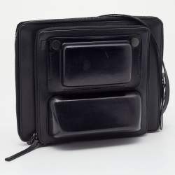 Lanvin Black Leather Document and Accessories Case Crossbody Bag