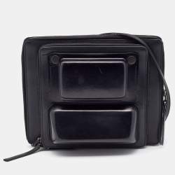 Lanvin Black Leather Document and Accessories Case Crossbody Bag