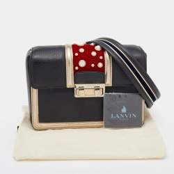 Pre Owned Lanvin Multicolor Leather and Velvet Small Pearl Embellished Jiji Shoulder Bag