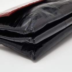 Pre Owned Lanvin Black/Red Eel Leather Flap Chain Shoulder Bag