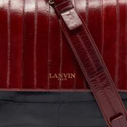 Pre Owned Lanvin Black/Red Eel Leather Flap Chain Shoulder Bag