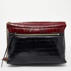 Pre Owned Lanvin Black/Red Eel Leather Flap Chain Shoulder Bag