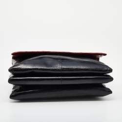Pre Owned Lanvin Black/Red Eel Leather Flap Chain Shoulder Bag