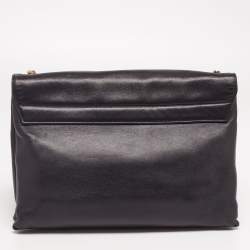Pre Owned Lanvin Black Leather Flap Shoulder Bag