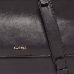 Pre Owned Lanvin Black Leather Flap Shoulder Bag