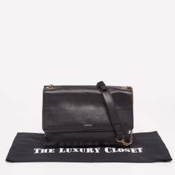 Pre Owned Lanvin Black Leather Flap Shoulder Bag