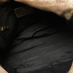 Pre Owned Lanvin Gold Cracked Suede Flap Top Handle Bag