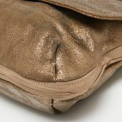 Pre Owned Lanvin Gold Cracked Suede Flap Top Handle Bag