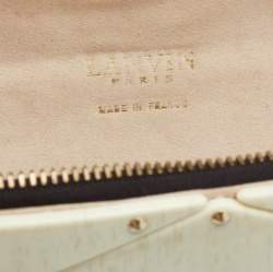 Pre Owned Lanvin Cream Plastic Studded Clutch
