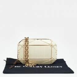Pre Owned Lanvin Cream Plastic Studded Clutch