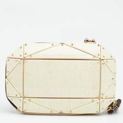 Pre Owned Lanvin Cream Plastic Studded Clutch