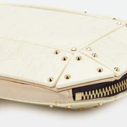 Pre Owned Lanvin Cream Plastic Studded Clutch