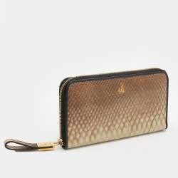 Lanvin Beige Python Zip Around Wallet