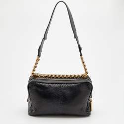 Pre Owned Lanvin Black Python Padam Shoulder Bag