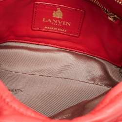 Lanvin Coral Red Leather Sugar Studded Shoulder Bag