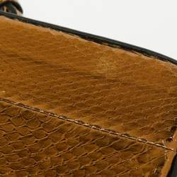 Pre Owned Lanvin Metallic Bronze Python Crossbody Bag