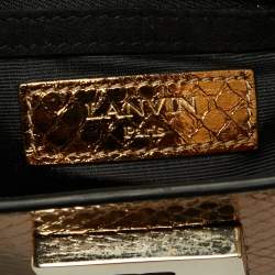 Pre Owned Lanvin Metallic Bronze Python Crossbody Bag