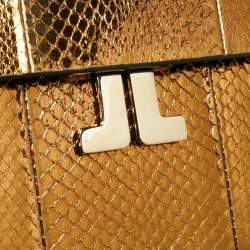 Pre Owned Lanvin Metallic Bronze Python Crossbody Bag