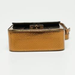 Pre Owned Lanvin Metallic Bronze Python Crossbody Bag