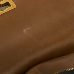 Pre Owned Lanvin Brown/Olive Green Leather Happy Flap Shoulder Bag