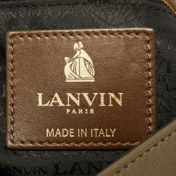 Pre Owned Lanvin Brown/Olive Green Leather Happy Flap Shoulder Bag